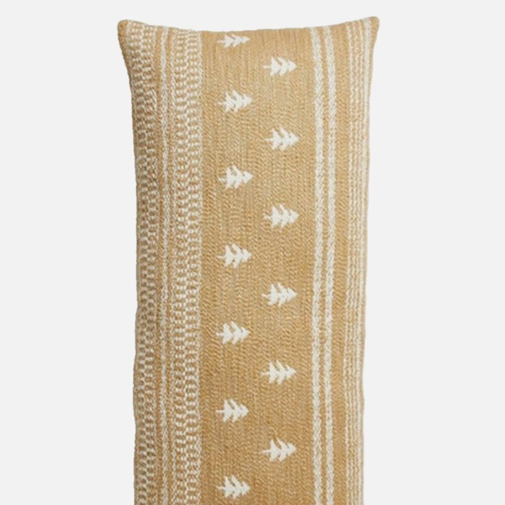 NEW 34x14" Threshold Studio McGee Oversized Lumbar Woven Tree Pillow Camel Cream